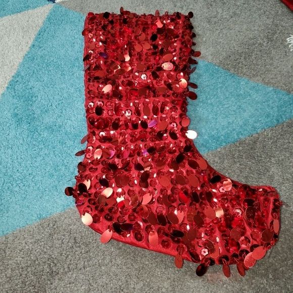 Pier 1 imports red Christmas stocking.